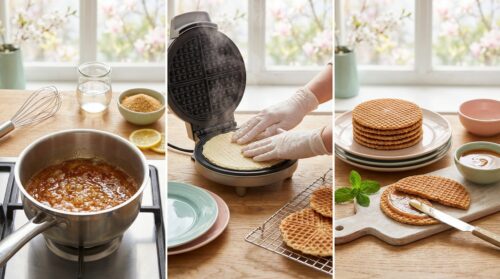3 stappen voor stroopwafels met dunnere siroop die thuis minder plakkerig uitvallen